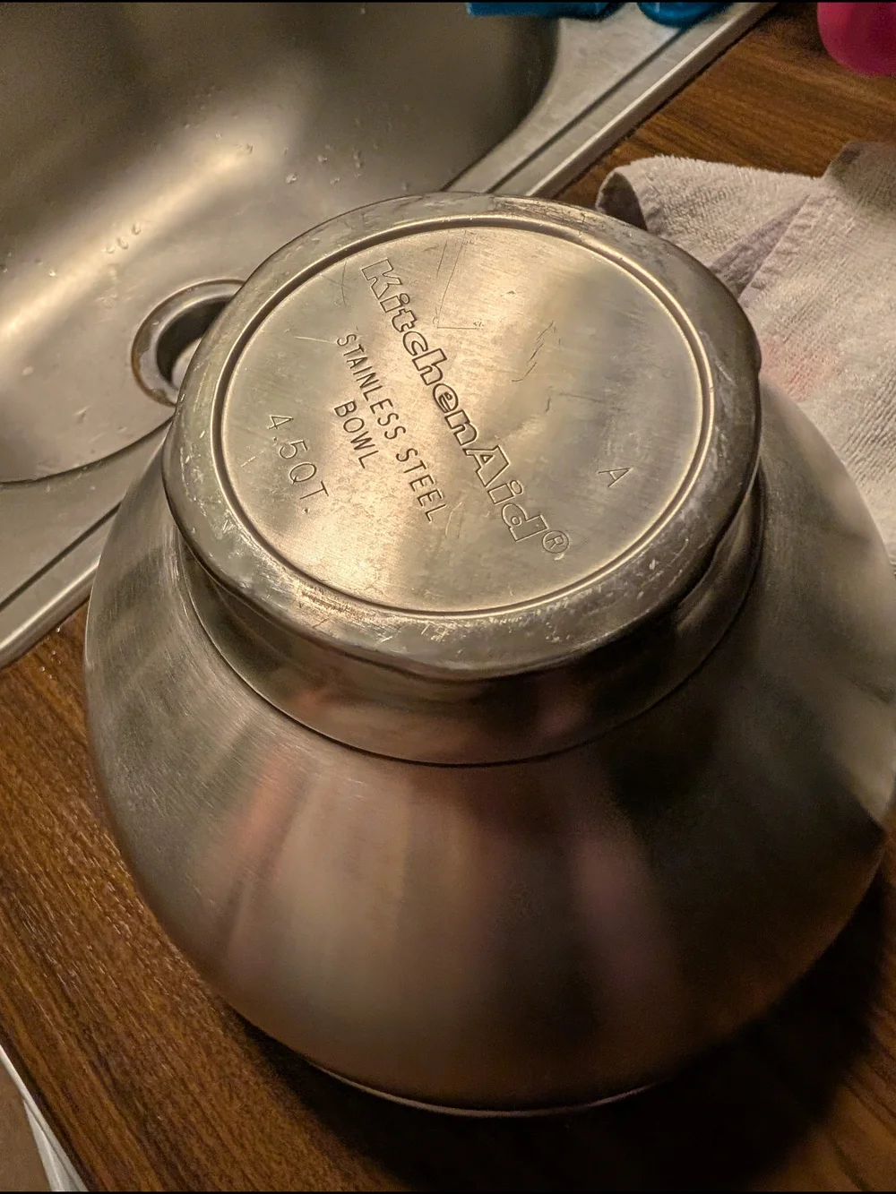 KitchenAid Stainless Steel Mixing Bowl with White Whisk & Dough Hook